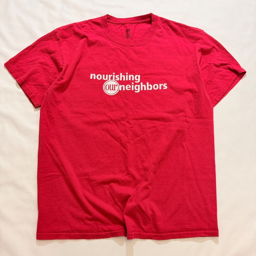 Hanes Campbell's Soup T-Shirt Mens Large Red Nourishing Our Neighbors Graphic